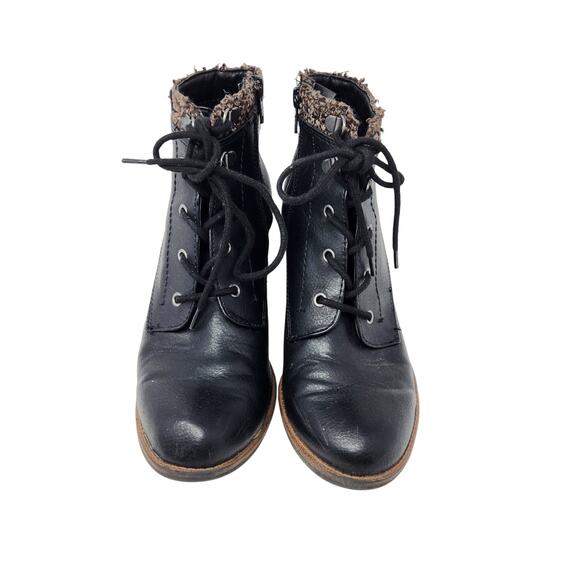 White Mountain Tumbled Delroy Booties Block Heels Lace Up Black Size 8.5 M - Picture 3 of 6